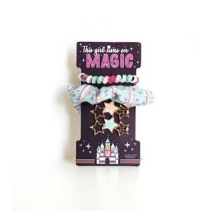 💚4/$20 Disney This Girl Runs On Magic 4 Piece Hair Set Scrunchie Spiral Tie